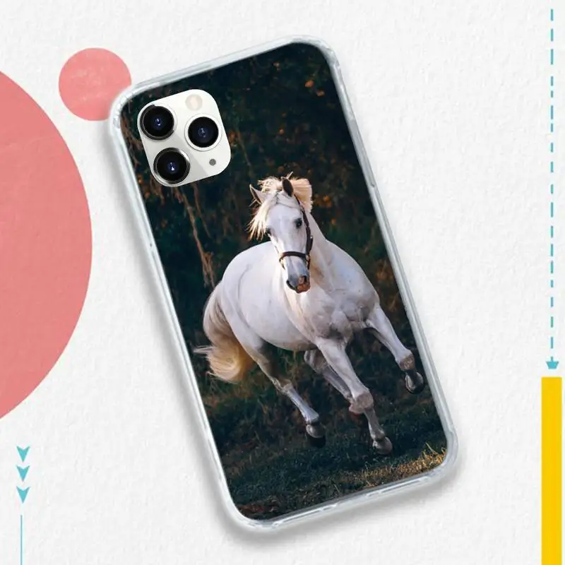 

Watercolor Horse Running animal Phone Cases Transparent soft For iphone 5 5s 5c se 6 6s 7 8 11 12 plus mini x xs xr pro max