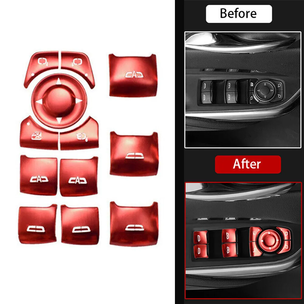 

Red Button Cover 12Pcs Auto Decoration For Cadillac CT5 2019-2020 Switch