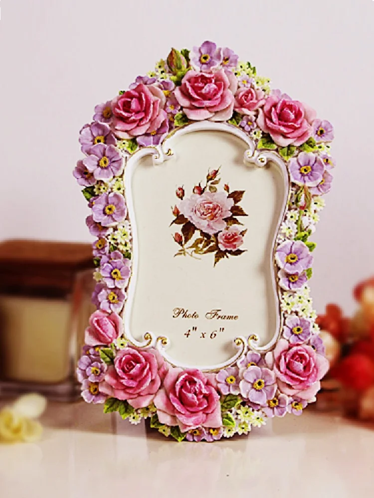 

New 6-Inch Resin Rose Photo Frame Vertical Placement Wedding Photo Frame Studio Photo Frame, Korean Pastoral Picture Frame