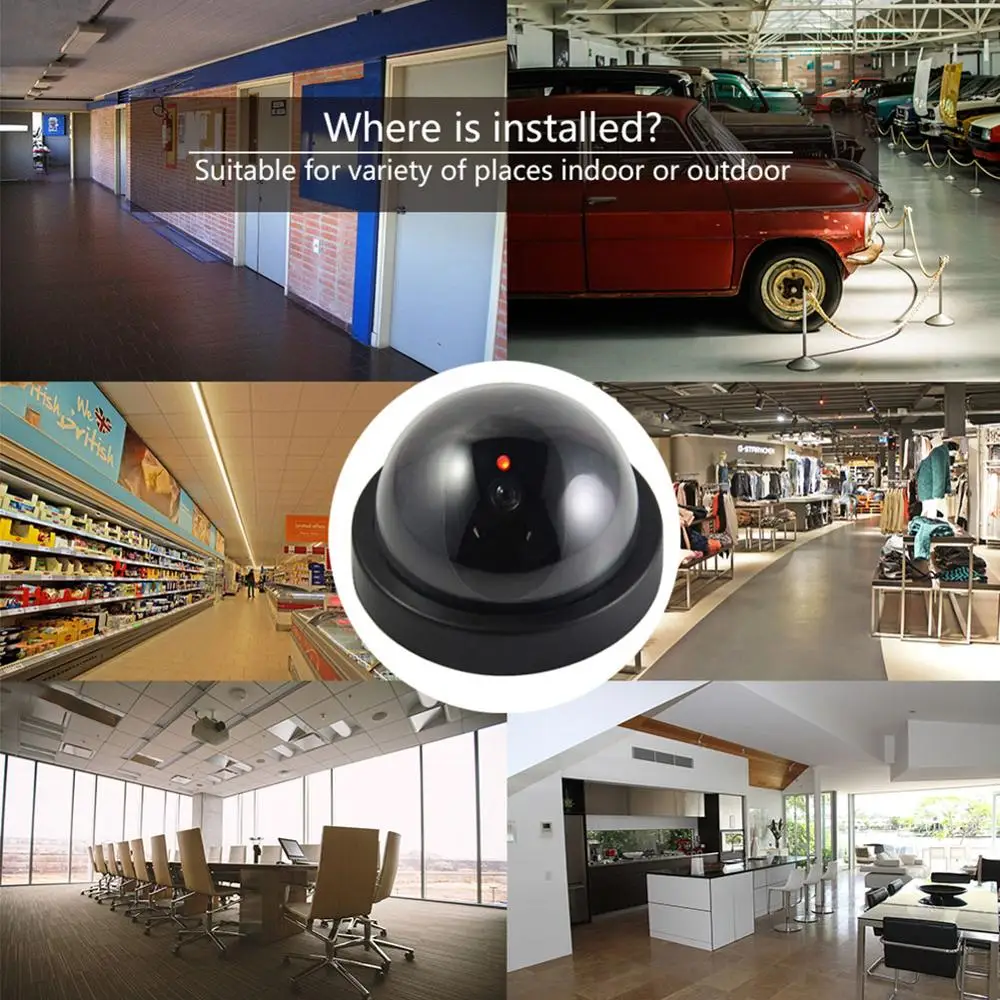 Home Security Fake Camera Wireless Simulated Video Surveillance indoor/outdoor Dummy Dome With Flashing Red Led Light | Безопасность и