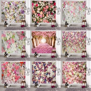 Гобелены с цветами 3D пляжное полотенце, настенный коврик с розами и цветами вишни, коврик для йоги, домашний декор, гобелен