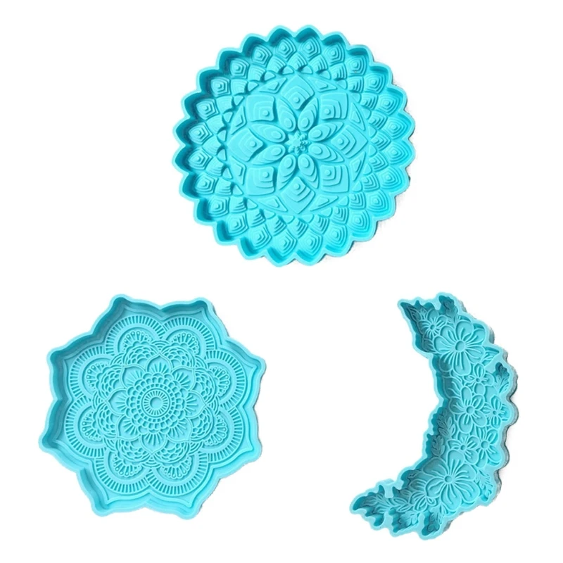

L5YA 3 Pcs Flower Shaped Coaster Epoxy Resin Mold Cup Mat Casting Silicone Mould DIY Crafts Home Decoration Ornaments Making