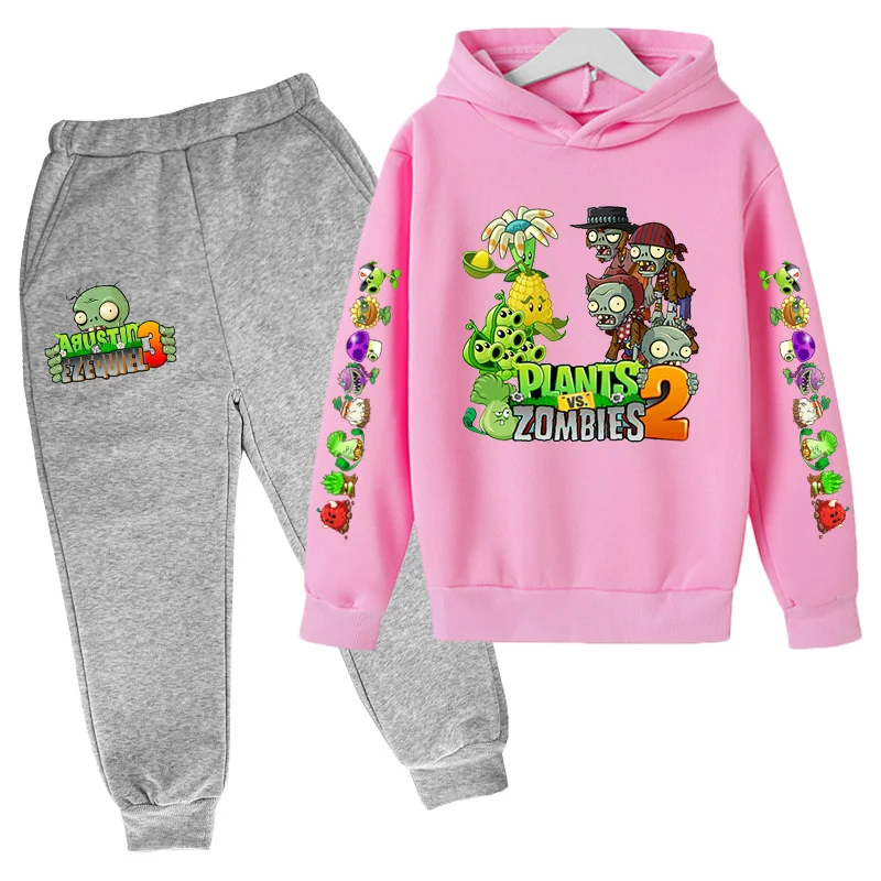 

Kids Plant Zombie Battle Suit Hoodie + Pants Spring and Autumn Hoodie Sweatshirt Sweatpants Fashion Fit for Boys and Girls Suit