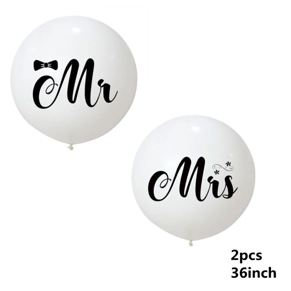 2pcs Большой размер 36 дюймов Mr Mrs белые латексные воздушные шары для свадебной вечеринки, свадебные вечерние воздушные шарики для свадьбы - Цвет: 2pcs