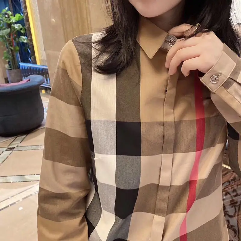 

Cotton plaid shirt women's 2021 spring and autumn new versatile thin temperament base shirt long sleeve Lapel top