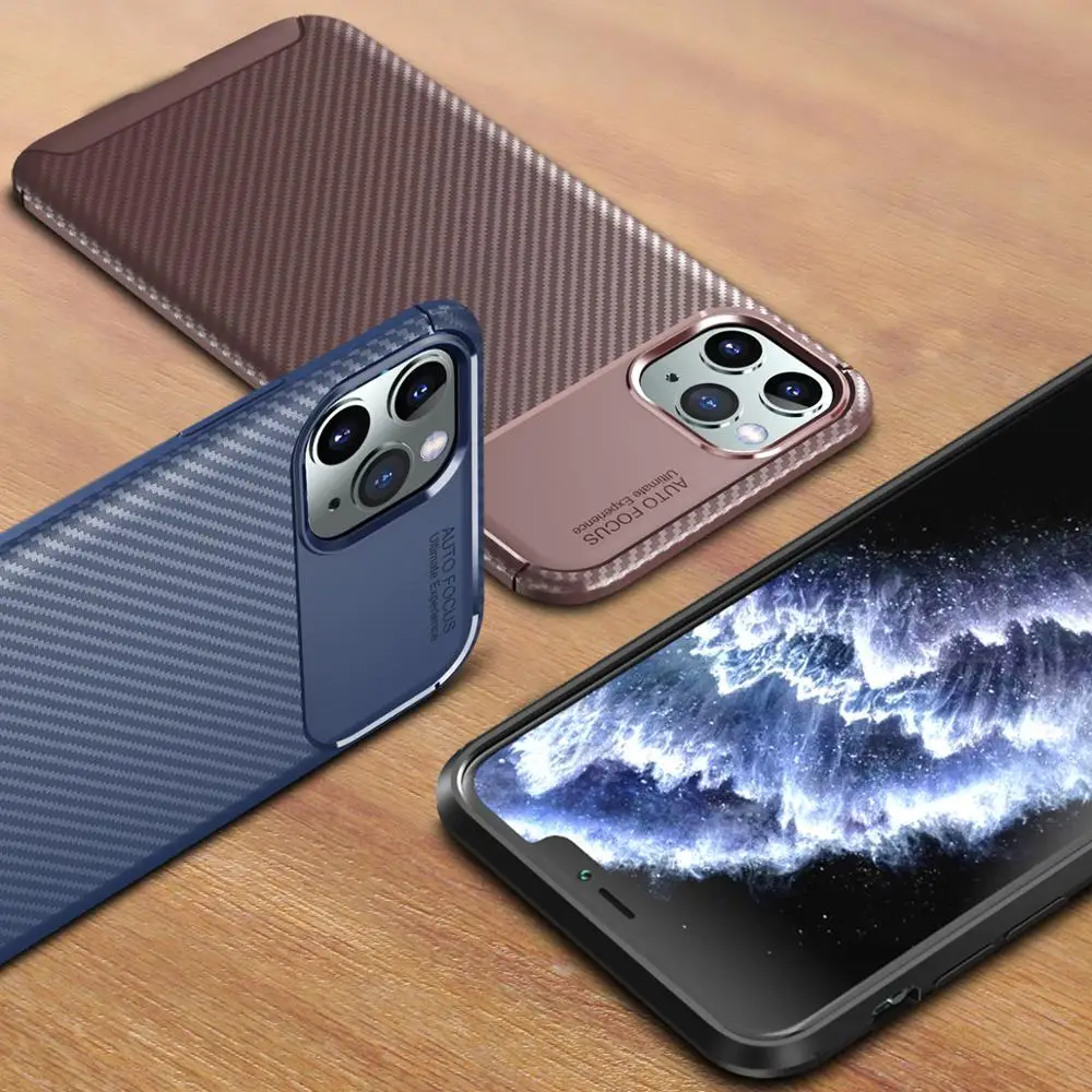 Чехол для Телефона iPhone 7 6 8 чехол 11 SE2020 X XR Pro XS Max мягкий резиновый из углеродного