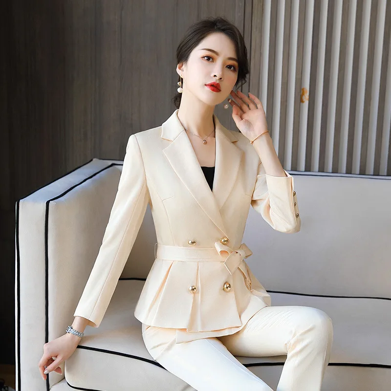 S-4XL Large Size Women's Temperament Suits Autumn Host Formal Wear Beautician Work Clothes Professional Wear High Quality