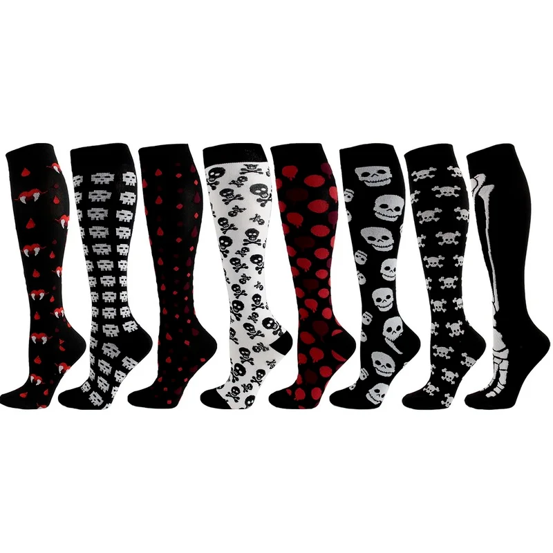 

All Saints'day Christmas Funny Skull Blood cosplay Stockings Sports Compression Socks Long-Barreled Compression Stockings