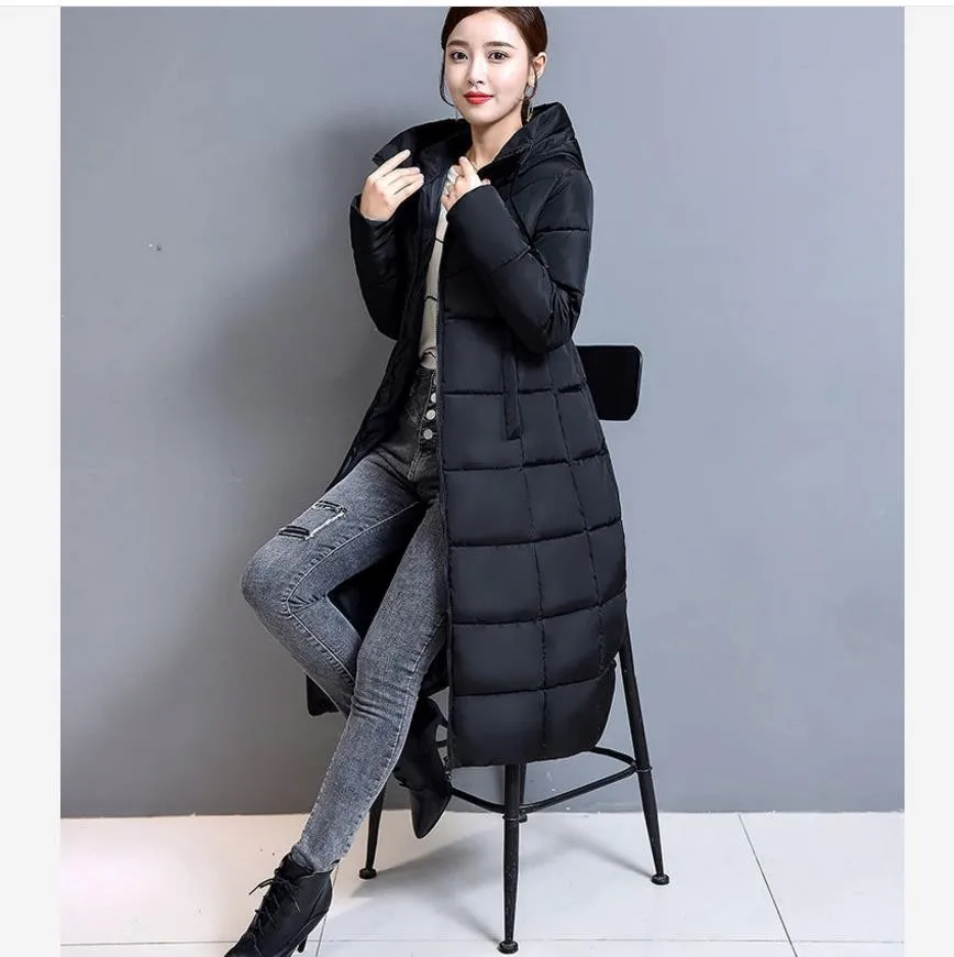 Зимняя Длинная утепленная парка с хлопковой подкладкой женское модное Свободное