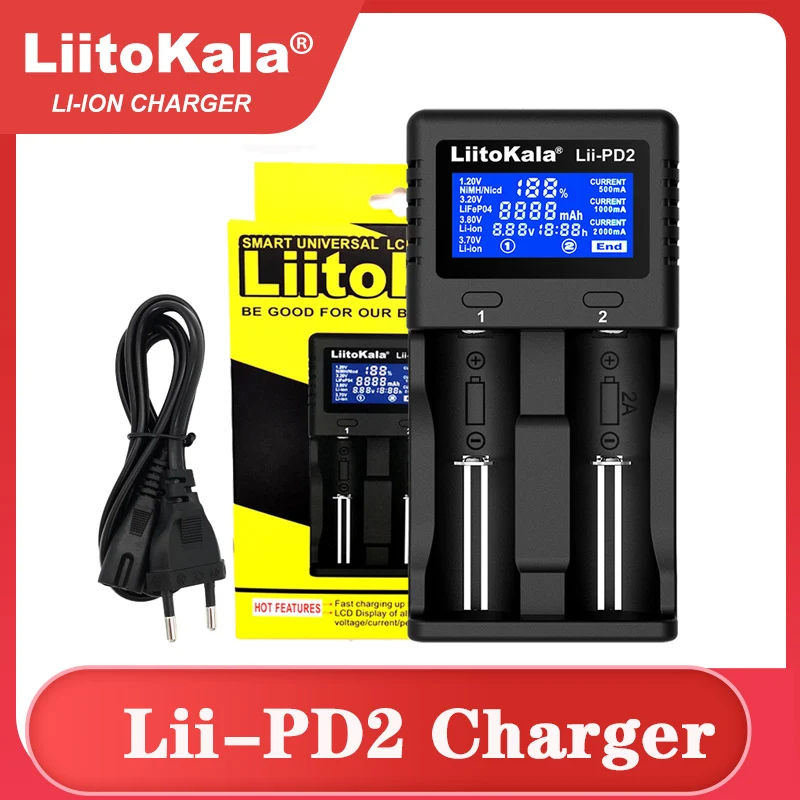 LiitoKala-cargador de batería de litio, Lii-PD2, Lii-PD4, Lii500, para 18650, 26650, 21700, 18350, AA, AAA, 3,7 V/3,2 V/1,2 V, NiMH