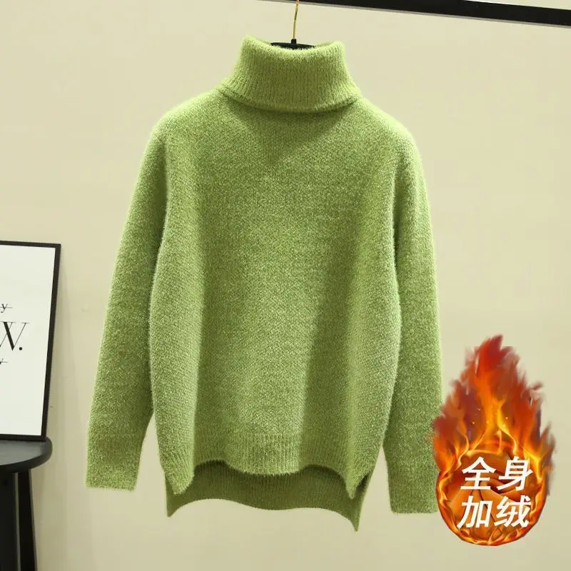 Женский бархатный свитер с высоким воротником повседневный облегающий пуловер