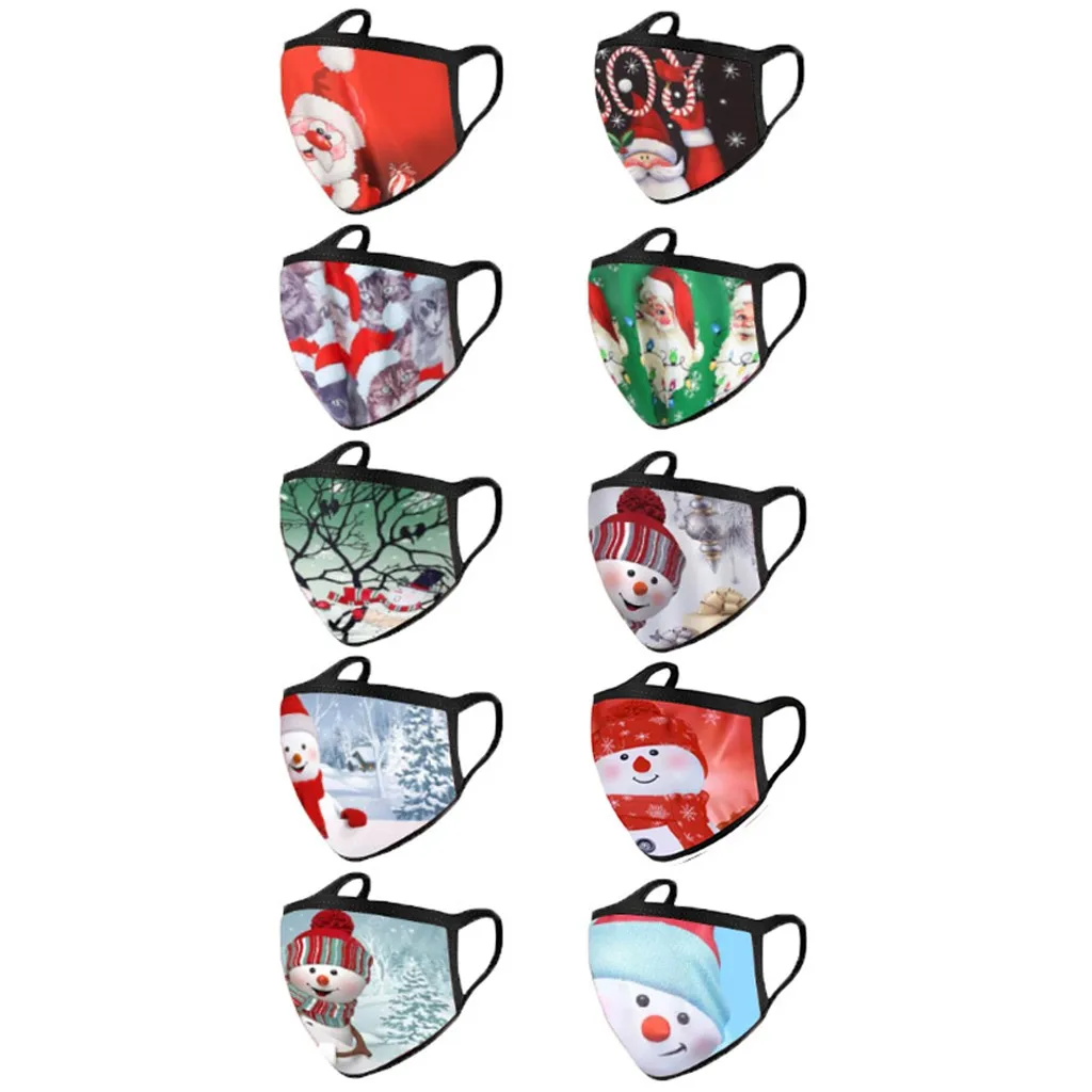 

10pcs Children Kids Mask Reusable Washable Cotton Masks Xmas Party Cartoon Letter Face Mask Mascarilla Christmas Mscara