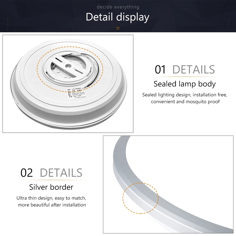 

LED Ceiling Lights 12/18/24/36W Modern Surface Mounted Led Panel Ceiling Lamp for Living Room Lighting Fixture Moisture Proof