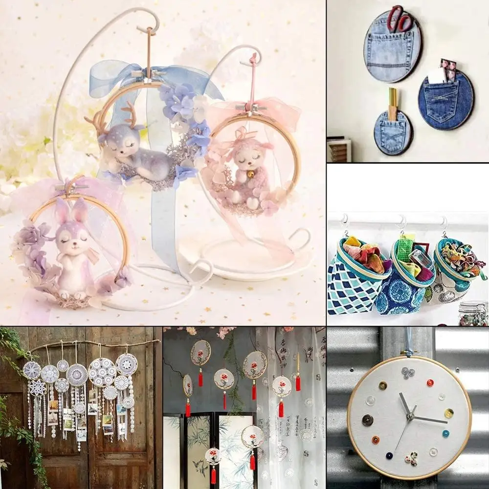 Нетканая Вышивка Обручи бамбуковые круглые вышивальные обручи регулируемые