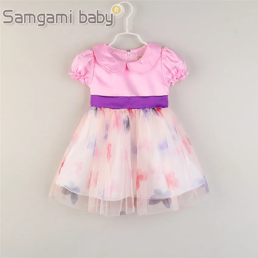 

2020 baby summer new mesh girl cute pink bow dress