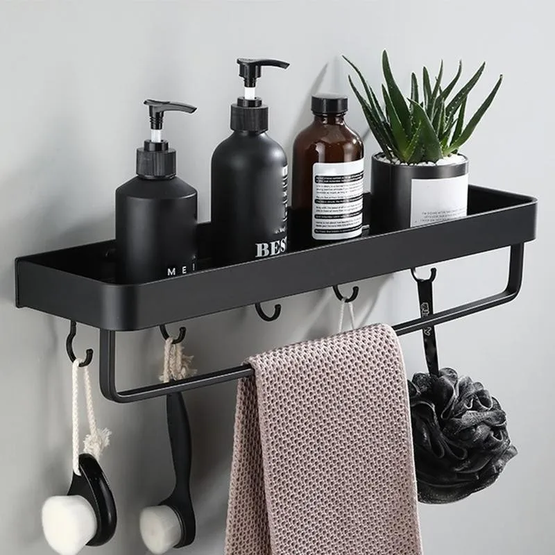 

Bathroom Shelf Stainless Steel Black Bath Shower Shelf Kitchen Corner Storage Wall Mounted Holder Toilet Bath Mirror Front Rack