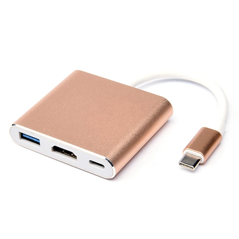 

3 in 1 Docking Station USB3.1 Type C to HDMI Multi-Port Adapter PD Fast Charging Cable Converter for Computers