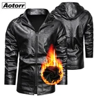 Куртка мужская зимняя из искусственной кожи, с капюшоном, плотная, теплая, деловая, повседневная, 5XL