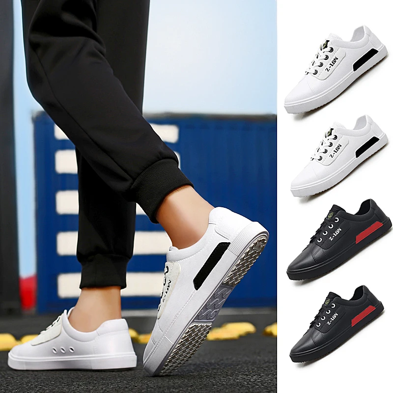 

casual sneakers men slip summer male informales hombre 39 black sapato shoe cuero Sneakers white Male mens sport trainers man s
