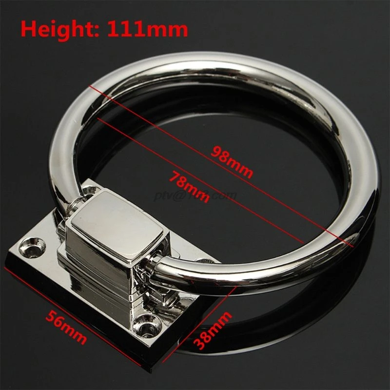 Потяните кольцо блестящий серебряный молоток ручка шкафа деревянная двери