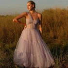 Пыльное фиолетовое платье для подружки невесты, короткое Короткое свадебное платье на одно плечо, плиссированное сексуальное платье знаменитости, Дешевое платье для выпускного вечера, 2021