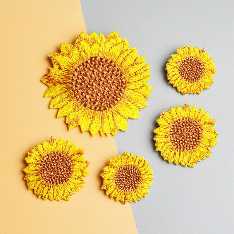 Набор железных вышитых нашивок с подсолнухами рюкзак для одежды полоски на