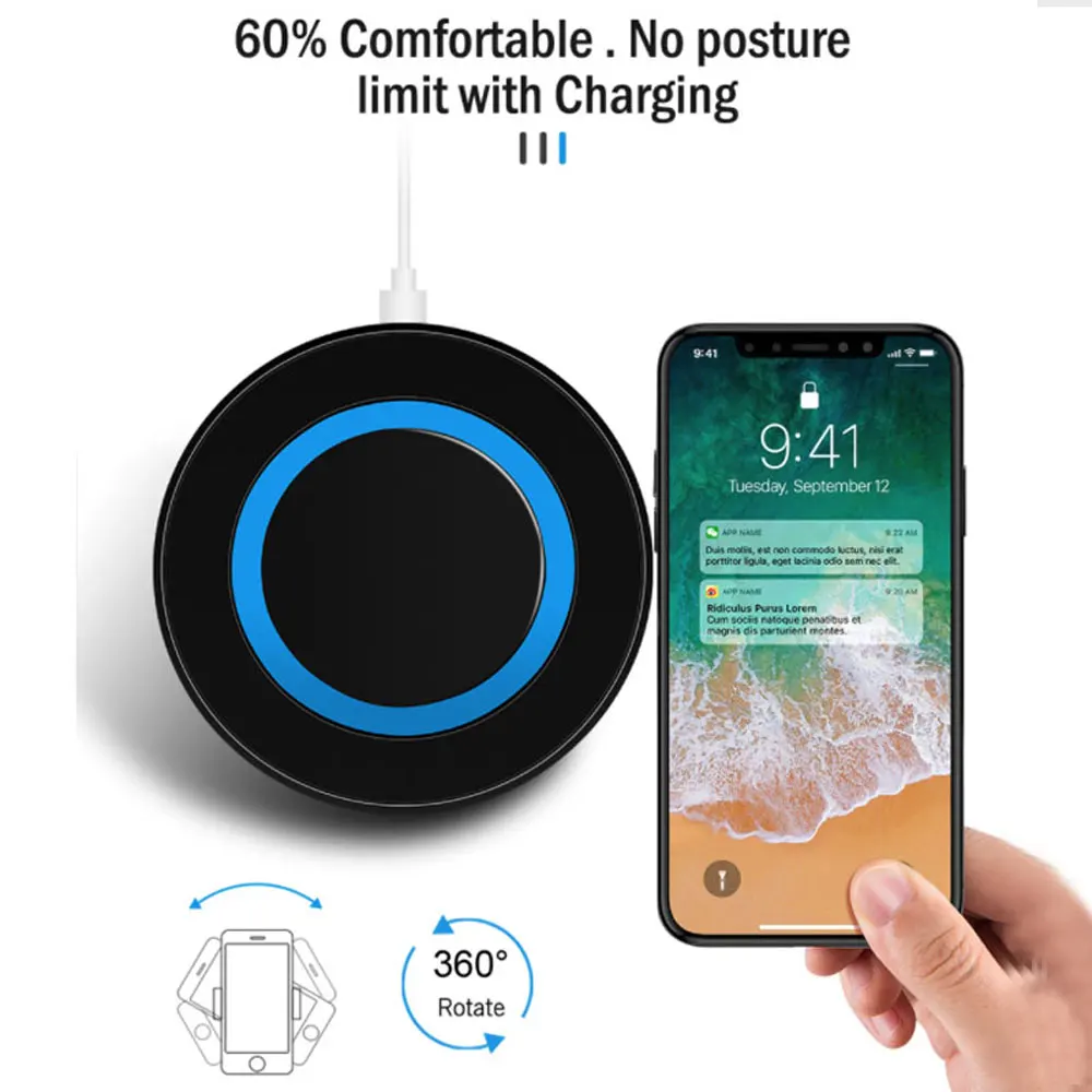 Qi Беспроводное зарядное устройство для samsung Xiaomi Redmi Iphone huawei Honor Nokia Oneplus Универсальное зарядное устройство портативное тонкое зарядное устройство
