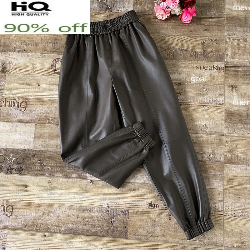 

Real Sheepskin Pants Women Korean Fashion Harem Pants Female High Waist Black Trousers Spring 2022 Pantalones De Mujer Pph4238