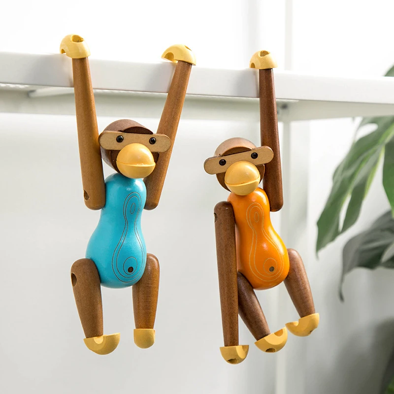 

Nordic Ins Cute Creative Monkey Wood Ornaments Wall Shelf Layout Home Decor TV Cabinet Decoration