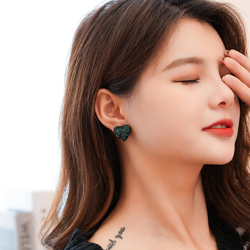 Серьги Xinwei S925 иголочки Маленькие сладкие конфетные сердца Цветные мини-штифты любви для девушек и женщин ювелирных изделий подарков 2019 новинка.