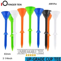 100 pcs unbreakable upgrade reusable golf plastic tees 83mm big cup reduce friction side spin bulk for men women