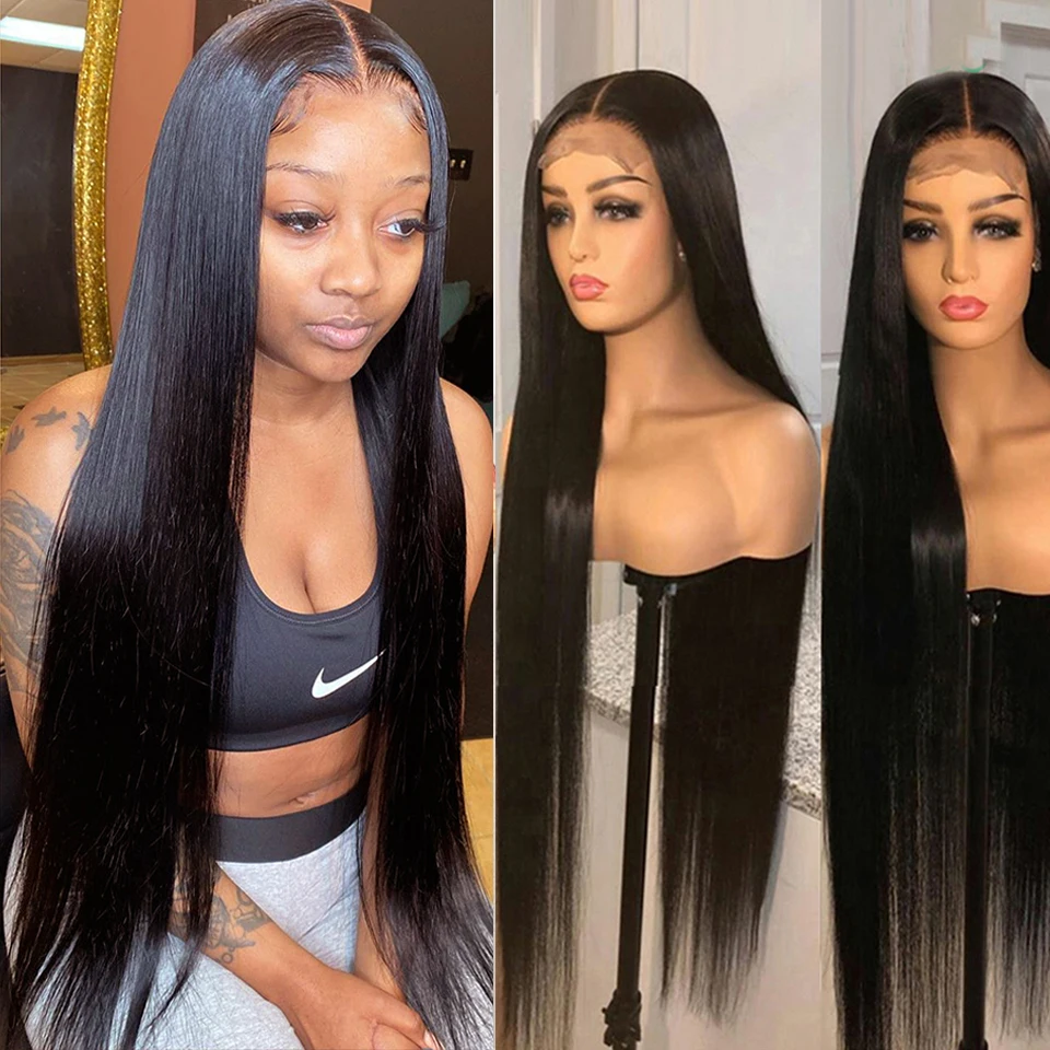 

YUANMEI 40 Inch Lace Front Human Hair wigs Brazilian Straight Lace Front Wigs For Women Pre Plucked Lace Frontal Wig Closure Wig