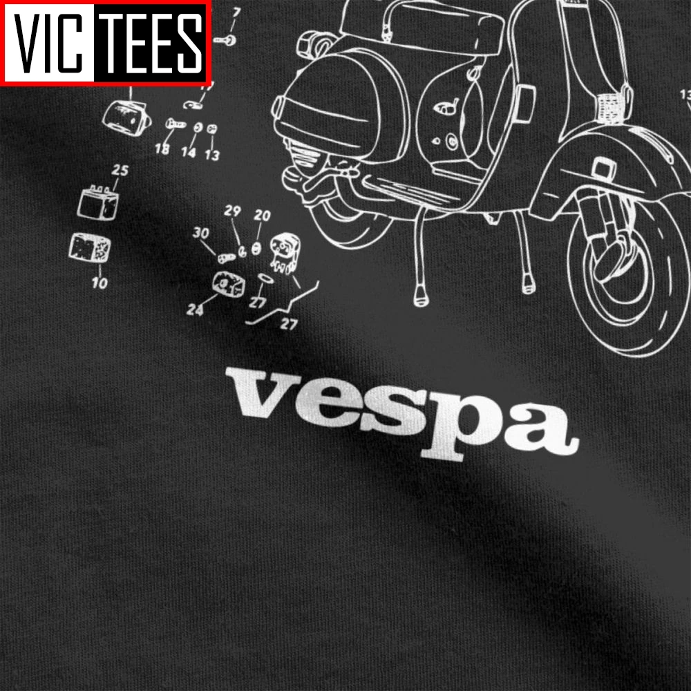 Vespa футболка запчасти скутер Италия уникальный ретро мотоцикл велосипед мужские