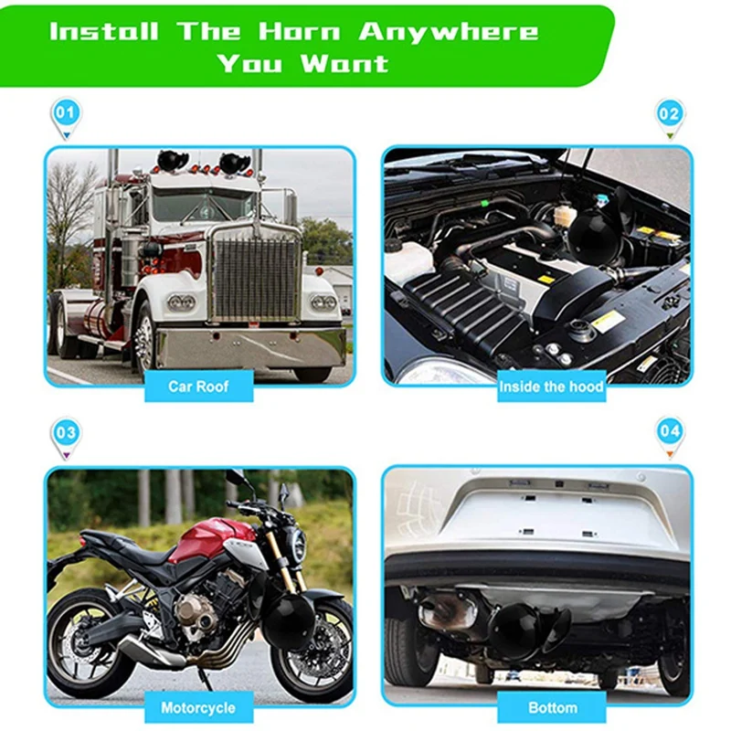2 шт. супер звуковой сигнал 100 дБ подходит для грузовиков автомобилей мотоциклов