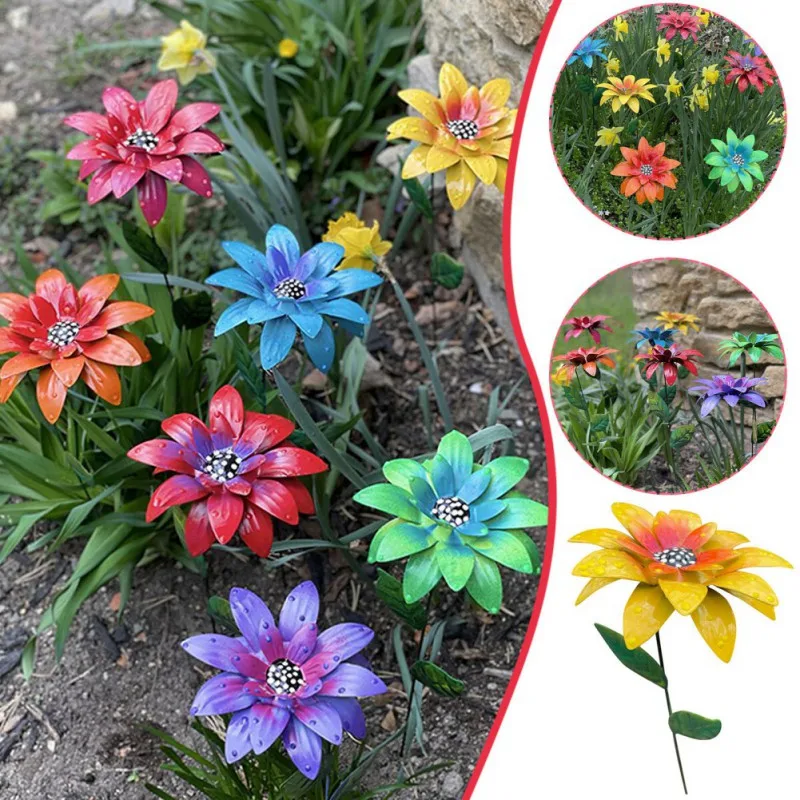 

7 Color Artificial Flower Lifelike Garden Flower Wrought Iron Crafts Daylily Flowers Mother's Day Gift Home Garden Decoration