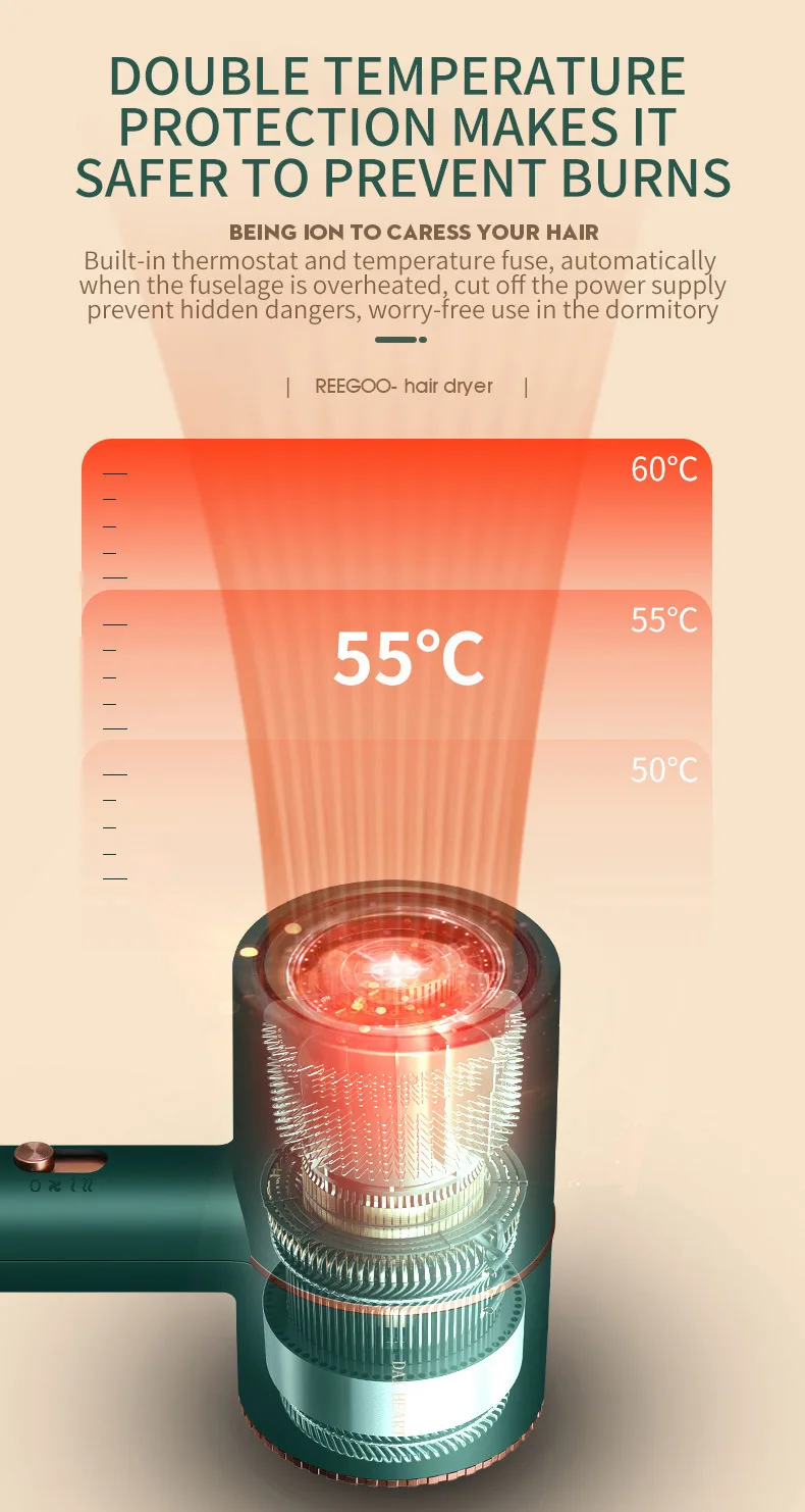 

Hair dryer household hot and cold wind hair dryer household high-power blue light negative ion hair dryer American specification