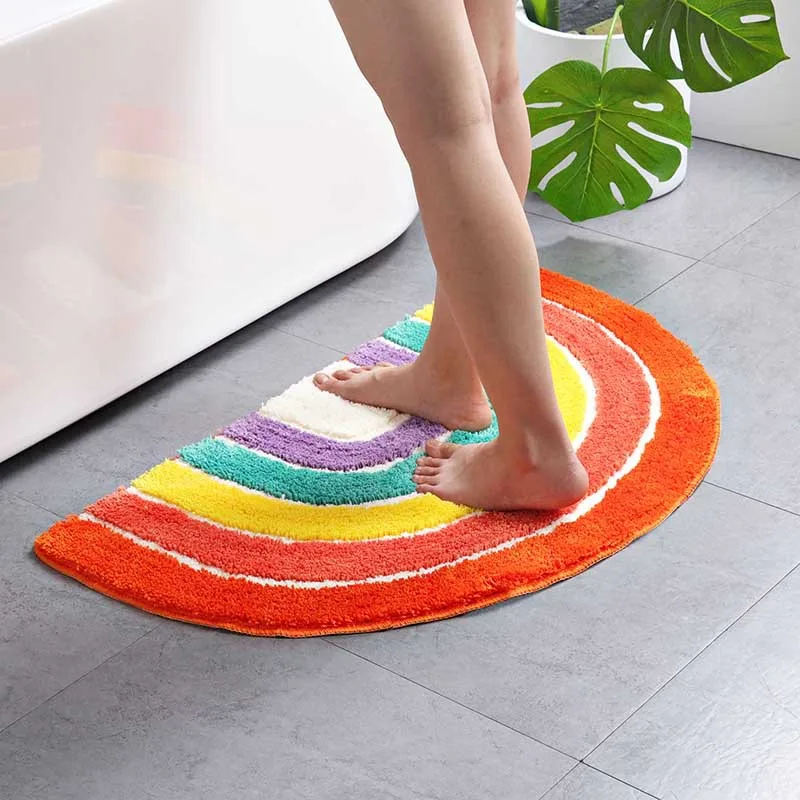 semicircle carpet soft plush rug sofa floor rug non slip foot mat living room decoration carpet rainbow sink pedestal rug free global shipping