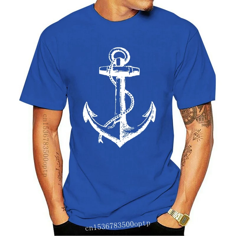 

Приталенный топ из 100% хлопка, белая футболка с якорем и морским якорем, модная рубашка с круглым вырезом