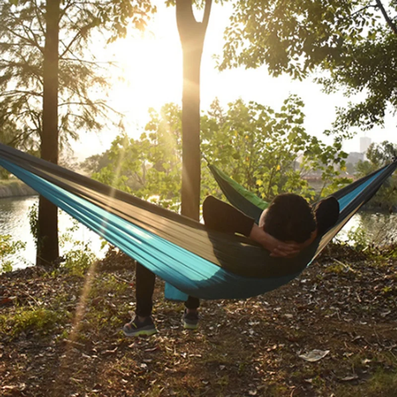 

Outdoor Camping Hammock Parachute Cloth 260 x 140 Single Camping Hammock Lightweight Nylon Portable Hammock