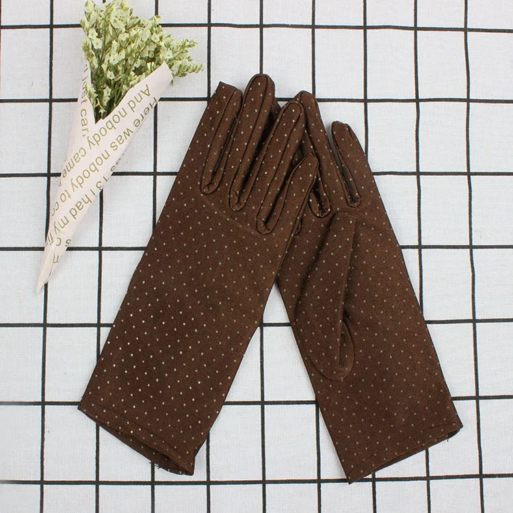 Женские летние перчатки с узором в горошек защита от УФ лучей для езды на