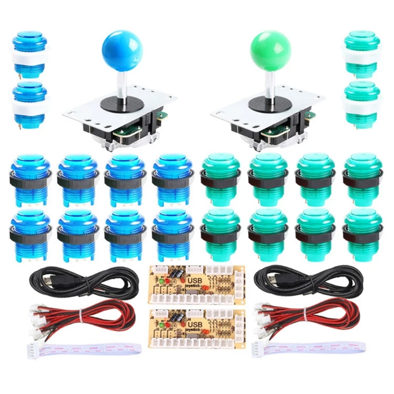 

2021 New DIY Arcade Game Control Board Kit 2 Players Joystick Game Kit with 20 LED Button
