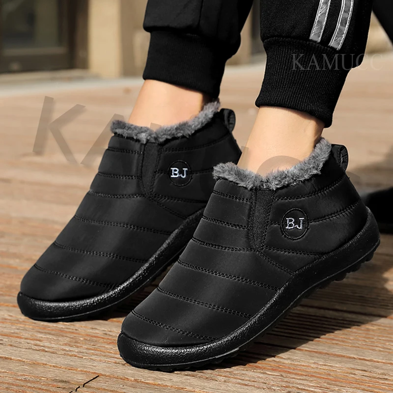 Мужские ботинки модные зимние для мужчин меховые плюшевая модная мужская обувь