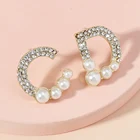 Серьги-гвоздики женские круглые с жемчугом, в стиле панк