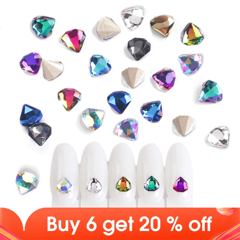 10 шт. Стразы с кристаллами плоской задней стороной алмазы 6 мм для ногтей 3D