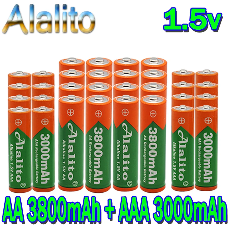 Alalito 1 5 в 3800 мА/ч AA Щелочная аккумуляторная батарея + AAA 3000 щелочная для