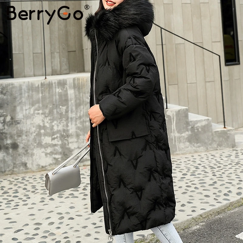 BerryGo/женское зимнее Стеганое пальто с карманами на молнии повседневные теплые