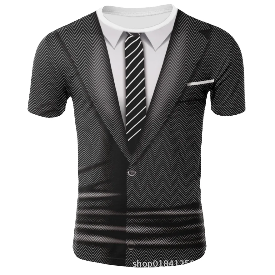 

Новинка 2020, 3d короткая футболка в европейском и американском стиле, мужское платье с коротким рукавом, имитация двух смешных цифровых печат...