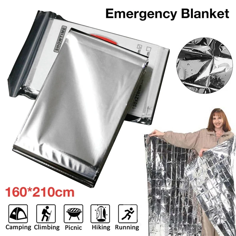 Outdoor Emergency Blanket Tear Resistant Windproof Sun Protection Thermal Insulation Blanket Blanket Hiking Survival First Aid