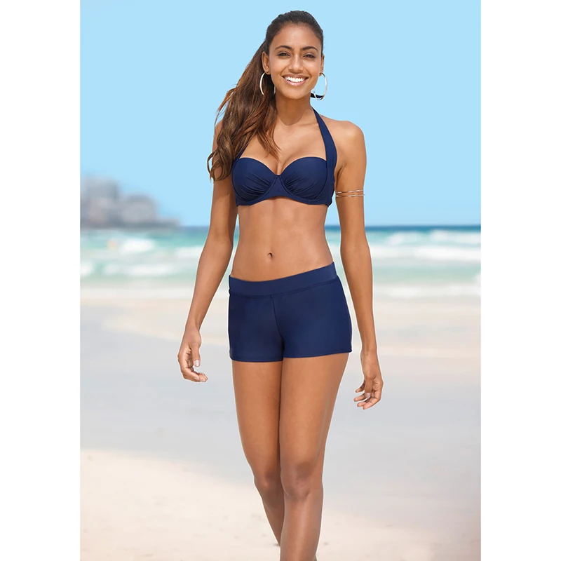 2019 купальник Танкини купальники женские летние сплошной цвет пляжные бикини