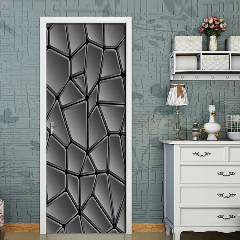 Темно-серая Геометрическая дверная наклейка настенное украшение для спальни